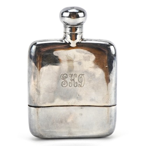 54 - John Milner & Sons, Art Deco silver hip flask, Sheffield 1922, 8.5cm high, 75.5g