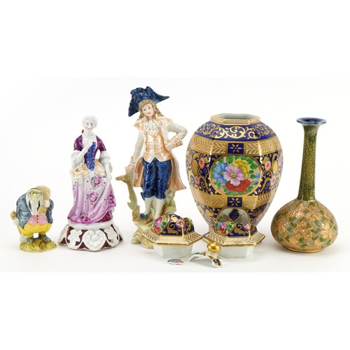 553 - Collectable china including Royal Doulton stoneware vase and a Beatrix Potter Tommy Brock Badger, th... 