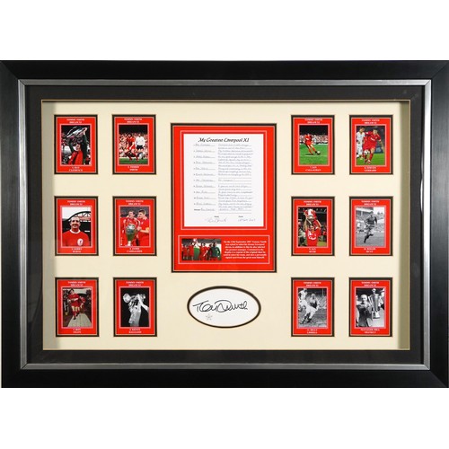 2261 - Tommy Smith Greatest Liverpool XI signed display, certificate of authenticity verso, mounted, framed... 