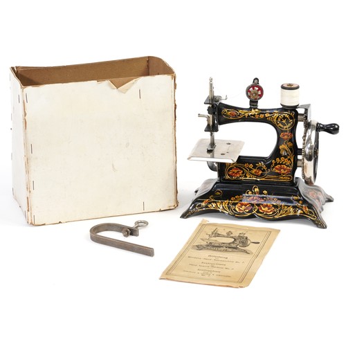 472 - 19th century German Westfalia hand operated child's sewing machine, no 7 with box and instructions, ... 