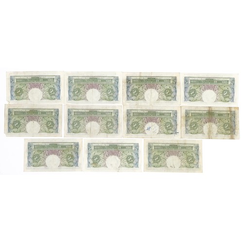 2493 - Eleven Bank of England one pound notes with Chief Cashiers P S Beale and K O Peppiatt, various seria... 