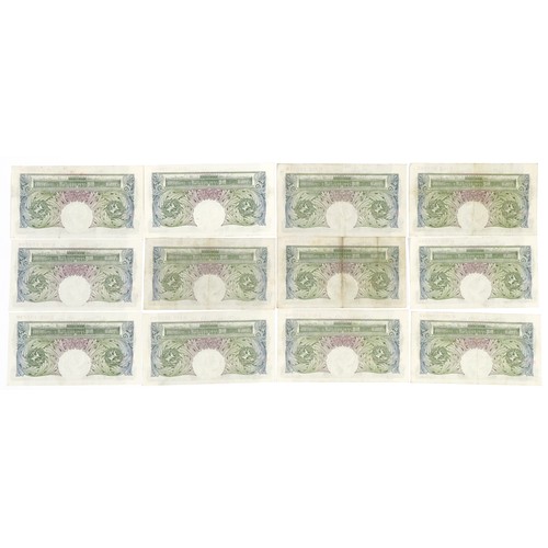 2494 - Twelve Bank of England one pound notes with Chief Cashier P S Beale, various serial numbers