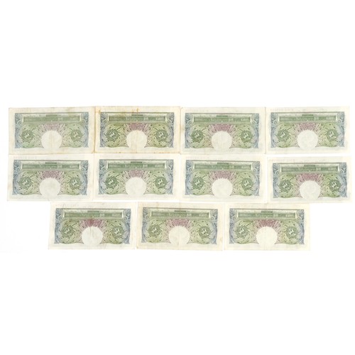 2495 - Eleven Bank of England one pound notes with Chief Cashier P S Beale, various serial numbers