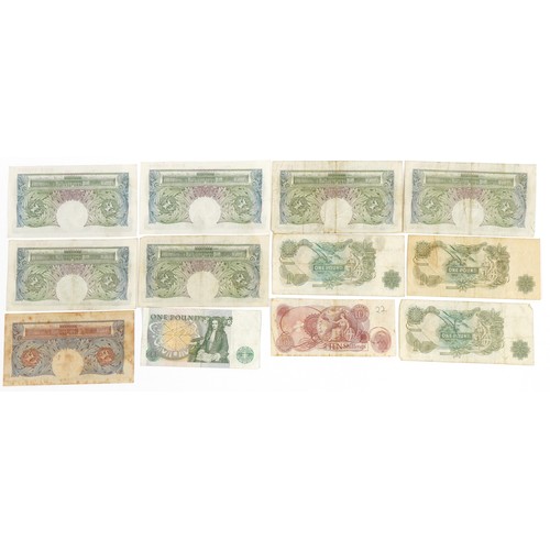 2499 - Bank of England banknotes comprising ten shillings and one pound, including emergency issue one poun... 