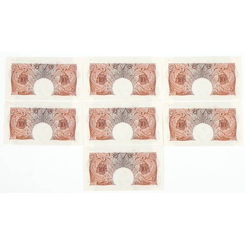 2500 - Seven Bank of England consecutive ten shilling notes, each Chief Cashier P S Beale comprising K65Z 3... 