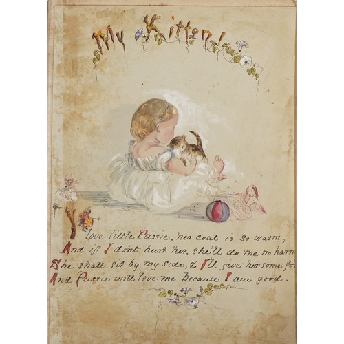 2273 - Victorian hand painted picture book titled Cecile's Picture Book housing various hand painted nurser... 