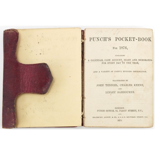 2296 - Victorian leather bound Punch's Pocket Book for 1876 with coloured pull-out, 12cm high