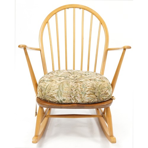 1045 - Ercol Windsor 470 light elm rocking chair, 84cm high