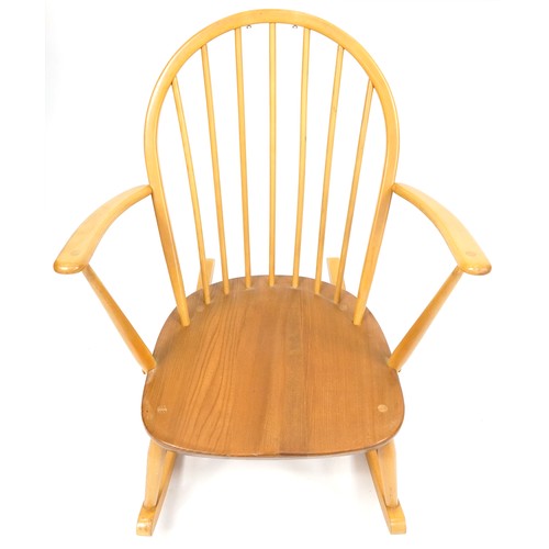 1045 - Ercol Windsor 470 light elm rocking chair, 84cm high