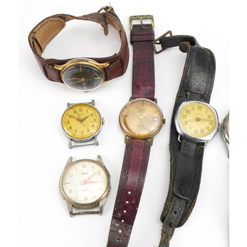 Ten vintage gentlemen's wristwatches including Kienzle, Eufa Automatic ...