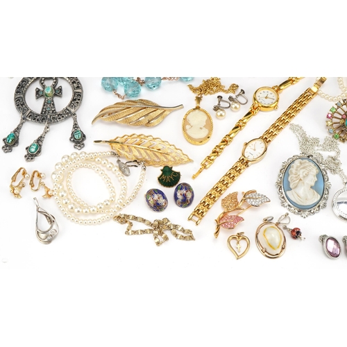 3861 - Vintage and later costume jewellery including pendants, wristwatches and earrings