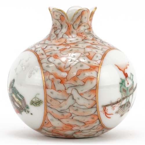 200 - Chinese porcelain fois bois pomegranate vase hand painted in the famille verte palette with lucky ob... 