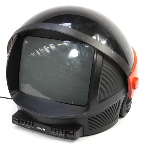 1379 - Vintage Philips Discoverer space helmet TV, approximately 42cm high x 50cm wide