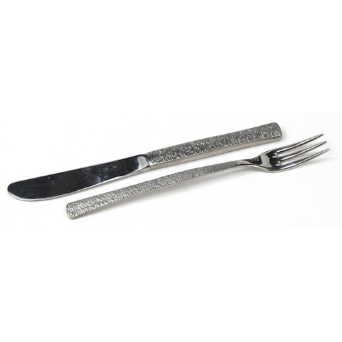 310 - Gerald Benney for Viners, six place canteen of Viners Studio Bark design stainless steel cutlery, 39... 