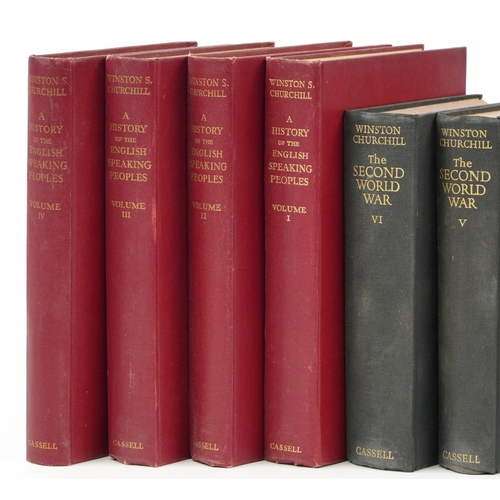 735 - Winston Churchill hardback books comprising The Second World War, volumes 1-6 and A History of the E... 