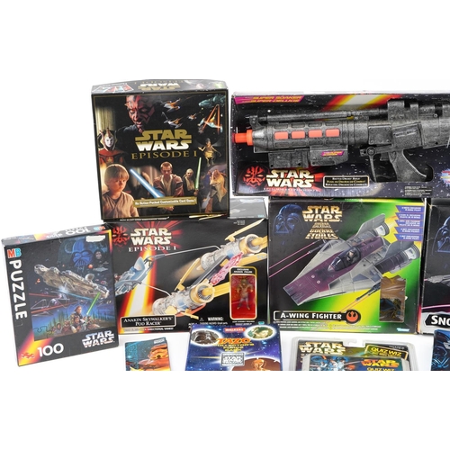 1621 - Collection of vintage and later Star Wars toys with boxes, some by Kenner and Hasbro, including A-Wi... 