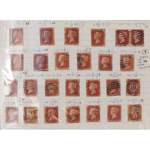 763 - Collection of Victorian Penny Red stamps arranged in a folder