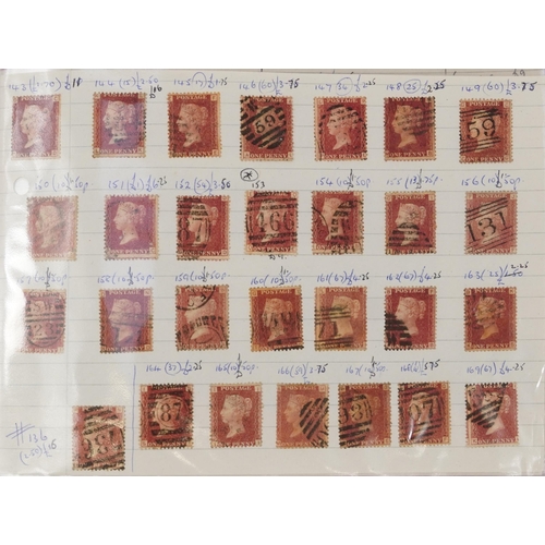 763 - Collection of Victorian Penny Red stamps arranged in a folder