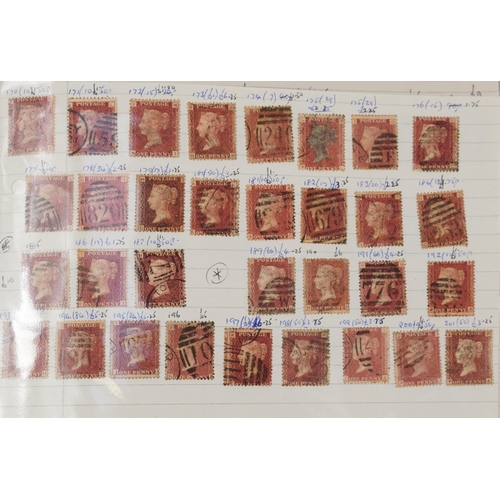 763 - Collection of Victorian Penny Red stamps arranged in a folder