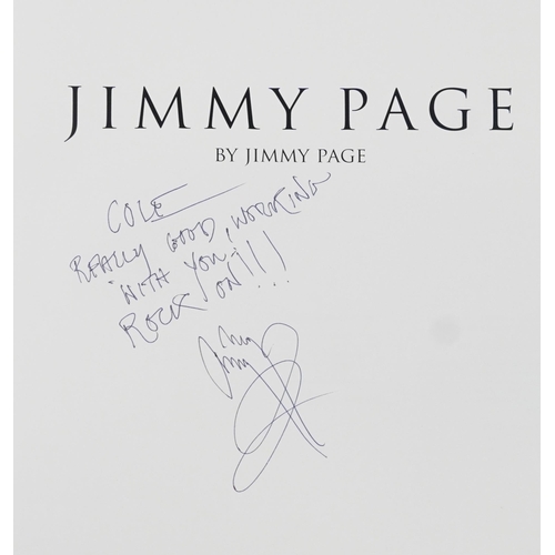 730 - Jimmy Page by Jimmy Page, hardback book signed by Jimmy Page and inscribed Cole really good working ... 