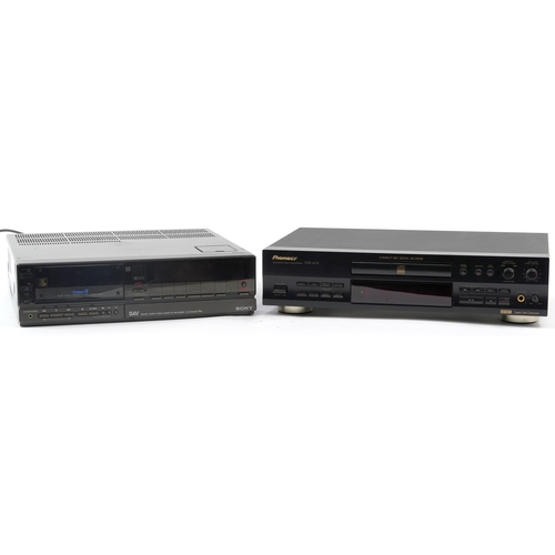 1524 - Sony DAV video cassette recorder model EV-S700UB and a Pioneer compact disc recorder model PDR-609