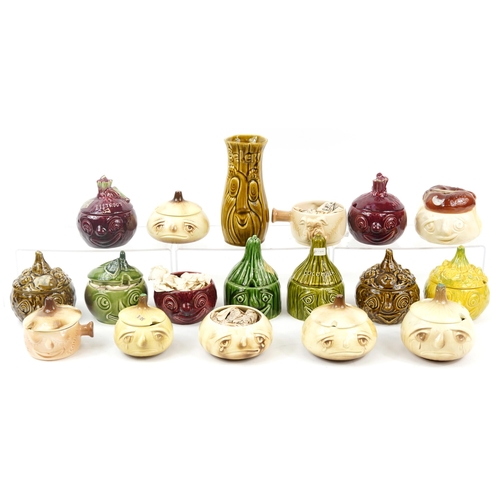 1439 - Collection of vintage Sylvac porcelain face pot storage jars, the largest 20.5cm high