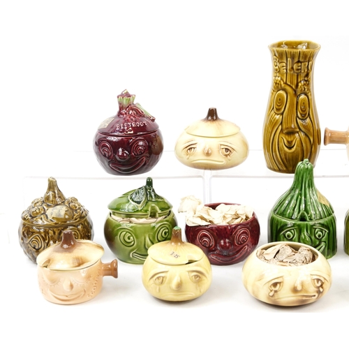 1439 - Collection of vintage Sylvac porcelain face pot storage jars, the largest 20.5cm high