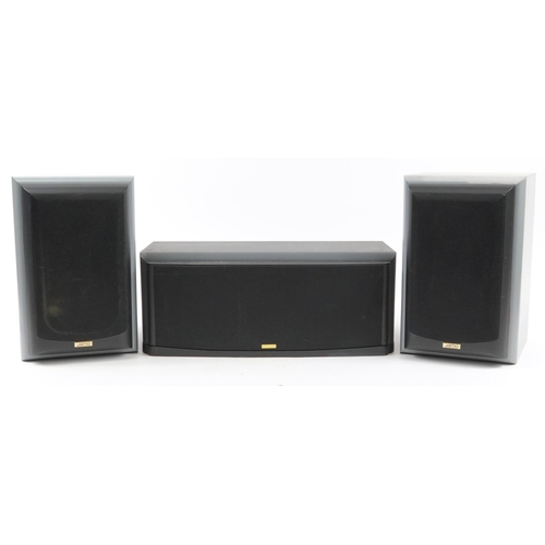 1529 - Pair of Jamo Concert 8 shelf speakers and a Jamo Concert Centre speaker