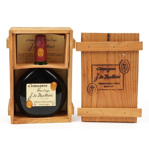 291 - Bottle of J de Mailliac Armagnac with pine crate