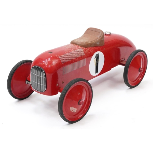 1630 - Vintage metal child's ride-on sports car, 70cm in length