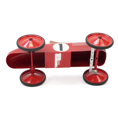 1630 - Vintage metal child's ride-on sports car, 70cm in length