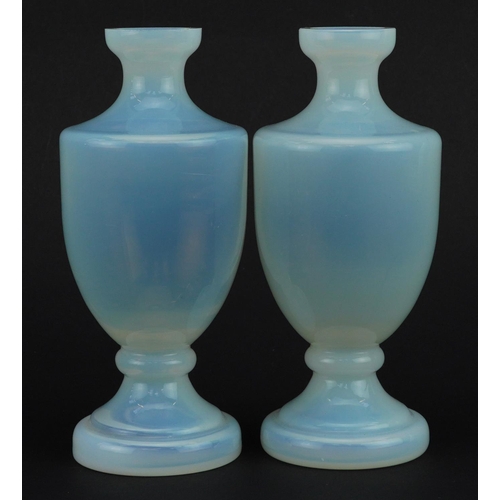 1311 - Pair of Victorian style opaline glass vases, each 16cm high