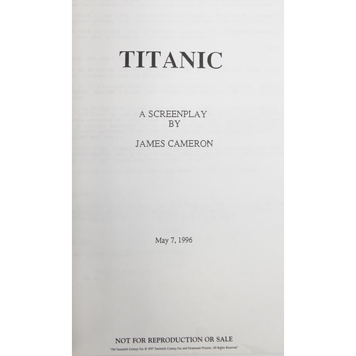 727 - Titanic screenplay script by James Cameron with related ephemera