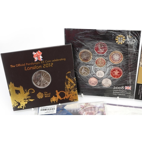 665 - Uncirculated coinage, some silver, including 2015 UK fine silver one hundred pound coin and 2008 and... 