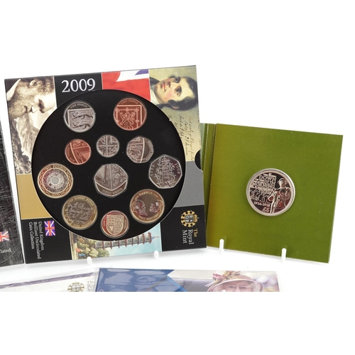 665 - Uncirculated coinage, some silver, including 2015 UK fine silver one hundred pound coin and 2008 and... 