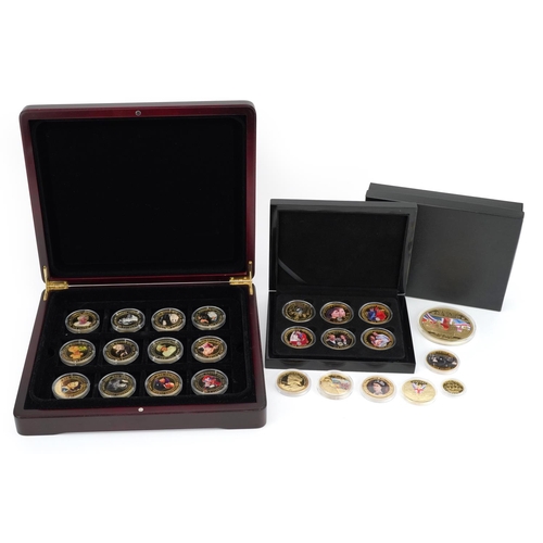 671 - British commemorative proof coinage including Her Majesty's Diamond Jubilee one crowns with fitted c... 