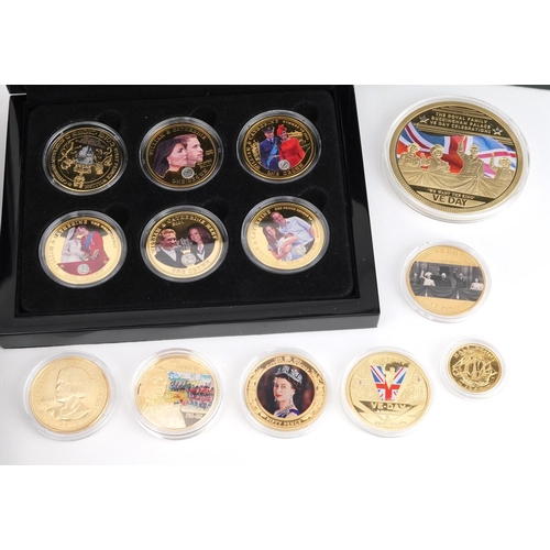 671 - British commemorative proof coinage including Her Majesty's Diamond Jubilee one crowns with fitted c... 