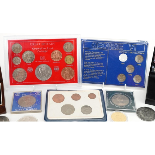 664 - British coinage, some proof, including 70th Anniversary of VE Day Guernsey five pound coin and Great... 