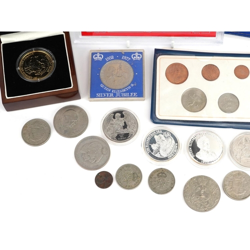 664 - British coinage, some proof, including 70th Anniversary of VE Day Guernsey five pound coin and Great... 