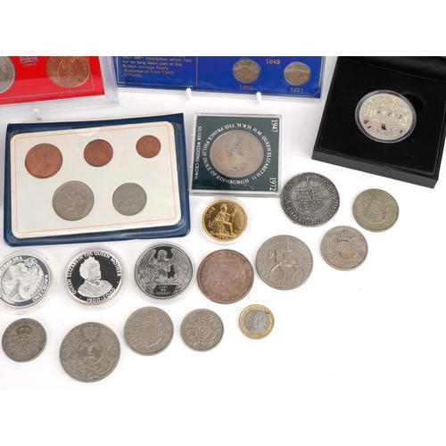 664 - British coinage, some proof, including 70th Anniversary of VE Day Guernsey five pound coin and Great... 