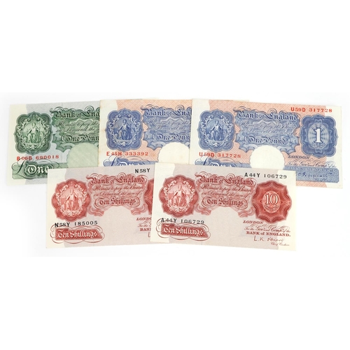 663 - Four Bank of England banknotes including two K O Peppiatt Emergency one pounds and L K O'Brien ten s... 