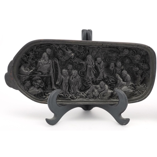 1367 - Modern Chinese fruit style diorama of figures, 13.5cm in length