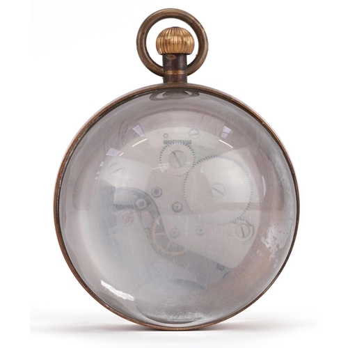 1298 - Globular glass desk clock, 7.5cm high