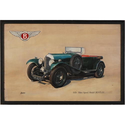 113 - Mike Jeffries - Bentley, 1926 3 litre Speed model, mixed media, Blackman Harvey label verso, framed ... 