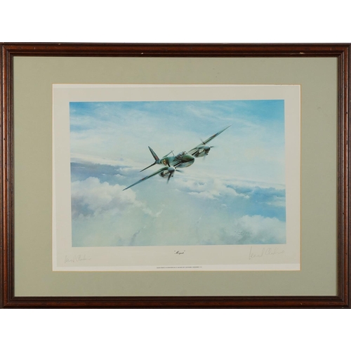 879 - Robert Taylor - Mosquito, print in colour, signed by the artist and pilot Leonard Cheshire, mounted,... 