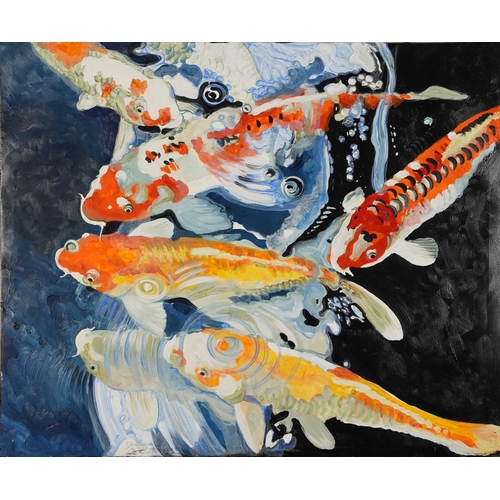 193 - Clive Fredriksson 2023 - Koi carp, oil on canvas, unframed, 90cm x 70cm