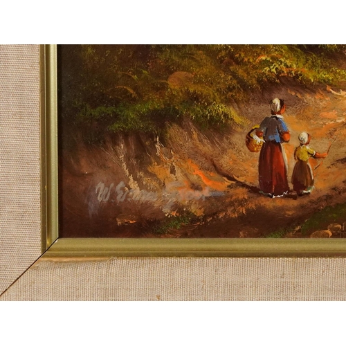 79 - Van Groot - Rural landscape with figure fishing, Dutch oil on board, mounted and framed, 59cm x 39cm... 