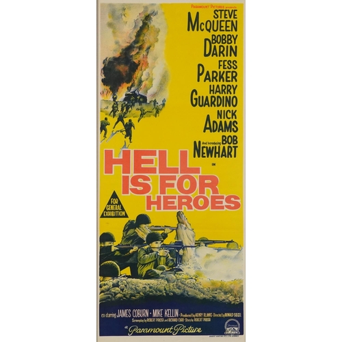 791 - Steve McQueen interest Hell is for Heroes film poster published Robert Burton PTY Ltd Sydney, framed... 