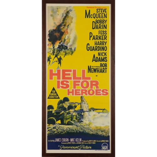 791 - Steve McQueen interest Hell is for Heroes film poster published Robert Burton PTY Ltd Sydney, framed... 