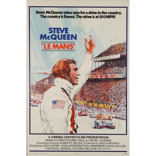 783 - Steve McQueen interest Le Mans film poster, copyright 1971 Cinema Centre Films, USA, framed and glaz... 